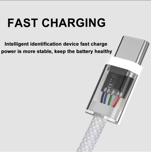 Кабель PD USB 60W 3A (Type-C) папа-папа (3 м) QC 4.0 3.0 цвет БЕЛЫЙ power charge Huawei Samsung Macbook зарядка синхронизация 7358-3 фото