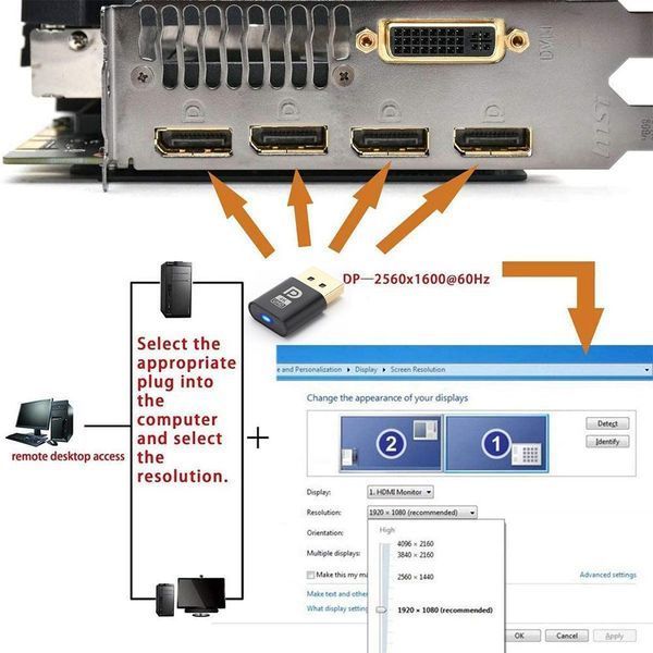 HDMI 4K UHD заглушка віртуальний монітор емулятор Monitor Emulator Adapter Virtual Display 3840*2160 pxls resolution 7249 фото
