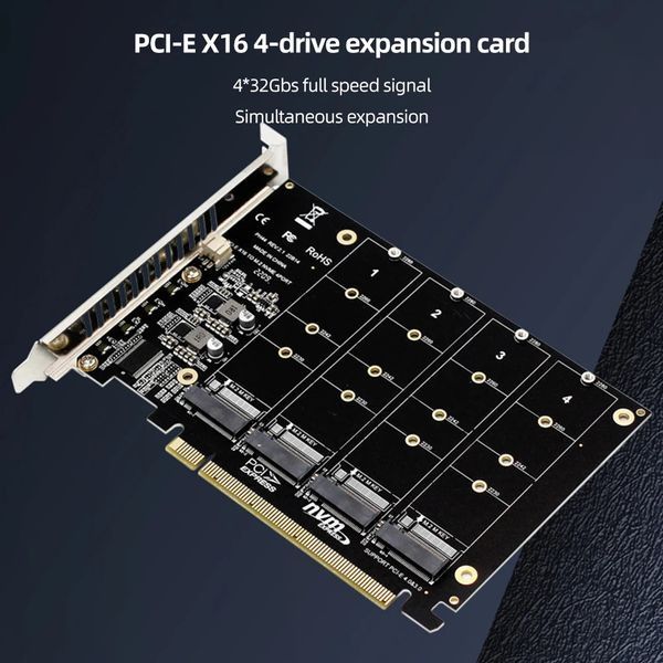 PH44 версия 2.2 23G01 4-портовый M.2 NVME SSD PCIE X16 (3.0, 4.0) Адаптер-конвертер для установки SSD-дисков в слот видеокарты pci 7564 фото