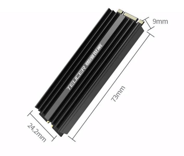 M2-LD02 радіатор двосторонній алюмінієвий SSD (чорний) для 960PRO M.2 NGFF NVME 2280 SSD з термопрокладкою охолоджувальний heatsink завтовшки 9 мм (сумісний з PS5) 4829-2 фото