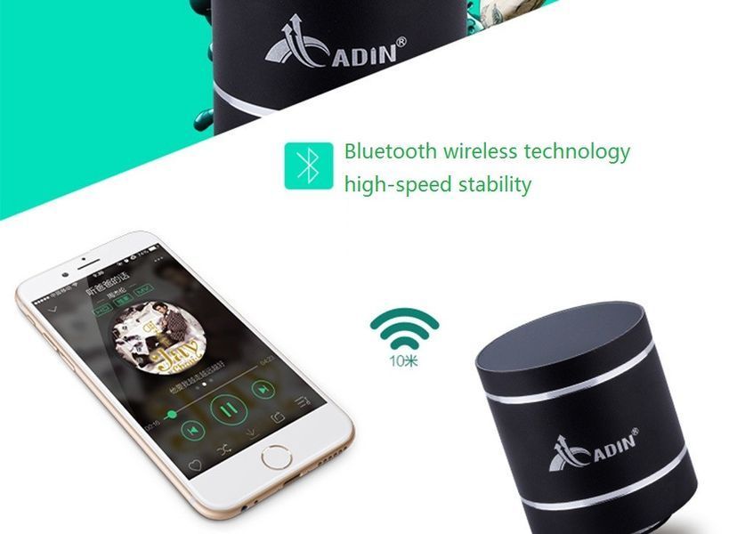 Виброколонка Adin B1BT bluetooth 10Вт Black. Портативна колонка, вібродинаміка, акустика 4956 фото