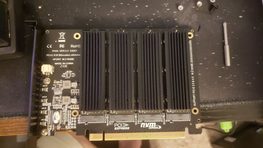 PH44 версия 2.2 23G01 4-портовый M.2 NVME SSD PCIE X16 (3.0, 4.0) Адаптер-конвертер для установки SSD-дисков в слот видеокарты pci 7564 фото
