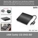 Кишеня USB + USB Type-C для ноутбукових приводів SATA CD DVD BD ROM ODD-програвача дисків 9,5-12,7 мм під'єднання приводу СД ДВД до ПК ТВ телефона планшета Android Win Linux Mac Caddy External Optical Disc Drive Enclosure for Laptop Notebook Корпус під вс 0533-2 фото 1