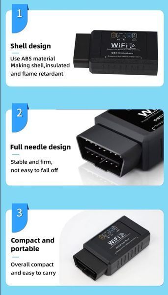ELM327 Mini V1.5 WiFi - сканер-адаптер для діагностики авто через OBD2 (сумісний з Android, iOS) 4985-3 фото