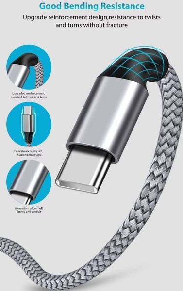 Кабель PD USB 60W 5A (Type-C) папа-папа (5 м) QC 4.0 3.0 цвет ЧЕРНЫЙ power charge Huawei Samsung Macbook зарядка синхронизация 7358-4 фото