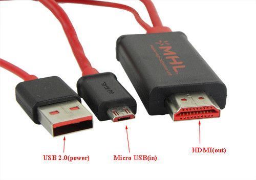 Micro USB MHL адаптер кабель HDMI 2 м Samsung HTC S2 GALAXY i9100 S3 i9300 Note LG SONY 2509 фото