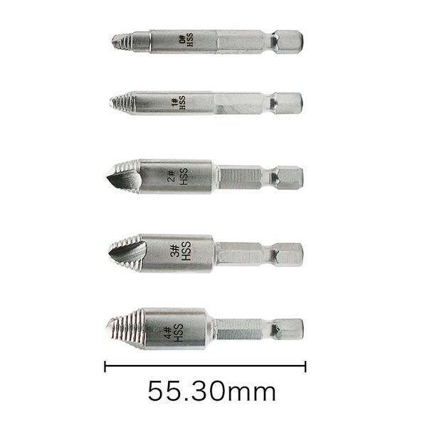 Набор 5шт экстракторов HSS сорванных болтов, экстракторы Woodworking Carpenters Damaged Screw Extractor 5331 фото