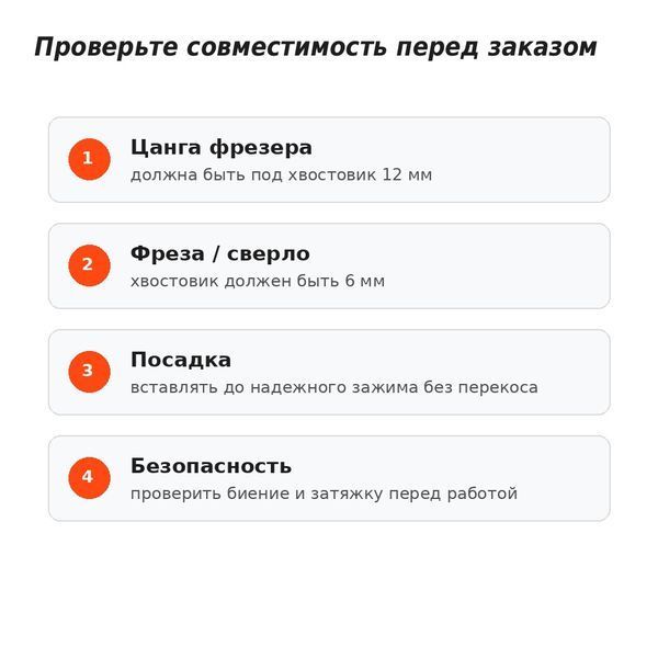 Переходник втулка цанга 12-6 мм для фрезера, адаптер под хвостовик фрезы 6 мм (фрезер по дереву, CNC Router, Engraving) 7393 фото