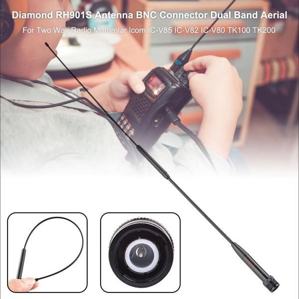 RH901S BNC-M Diamond антена дводіапазонна 144/430/900 MHz для радіостанції (БНЦ папа) 5517-2 фото