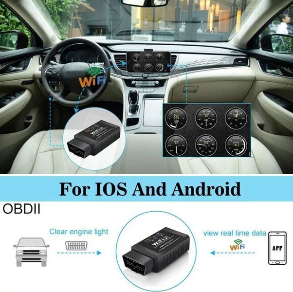 ELM327 Mini V1.5 WiFi - сканер-адаптер для діагностики авто через OBD2 (сумісний з Android, iOS) 4985-3 фото