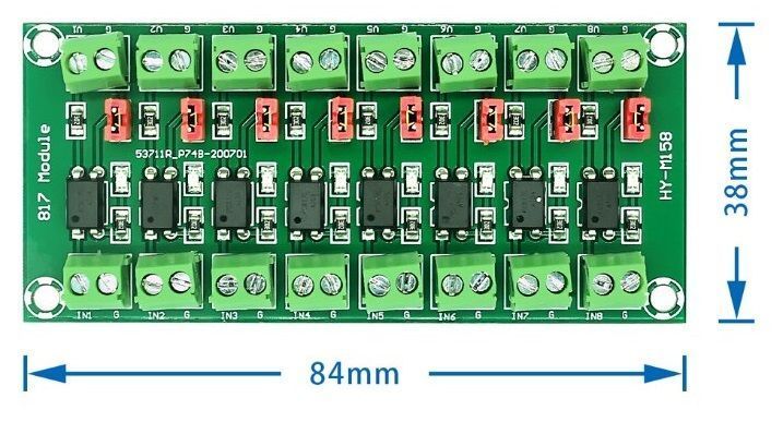 PC817 8-х канальный (8 ch) модуль защиты и гальванической развязки 3.6&ndash;30В оптопара 7100 фото