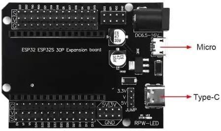 ESP32 терминал адаптер (30 pin) Type-C + micro USB GPIO Breakout переходник подача питания на плату разработчи 6929 фото