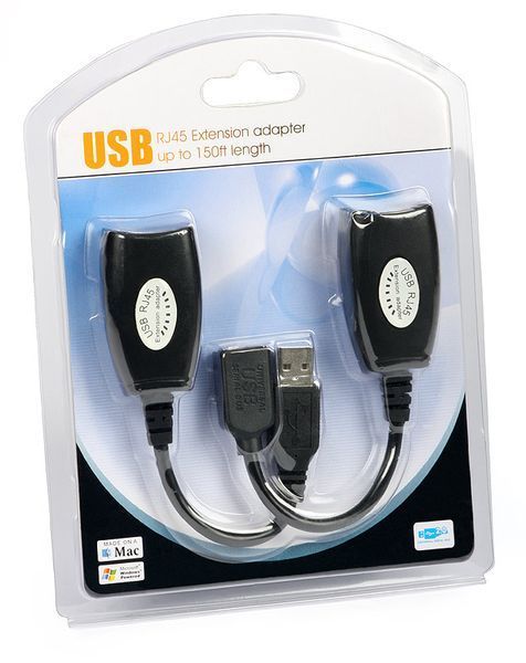 Адаптер удлинитель USB 1.1 - RJ45 Cat5 Cat6 extender до 60м витая пара (длинный провод USB) 0028 фото