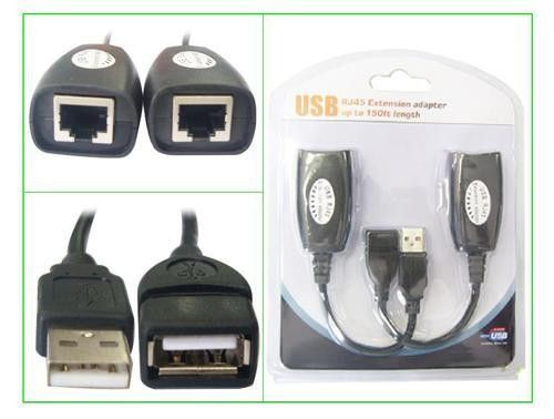 Адаптер удлинитель USB 1.1 - RJ45 Cat5 Cat6 extender до 60м витая пара (длинный провод USB) 0028 фото