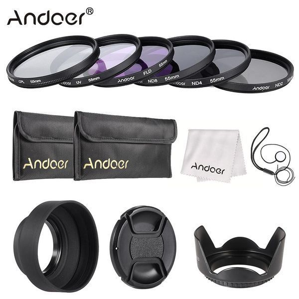 Andoer 67 mm фільтри набір 6 шт (UV, CPL,FLD, ND2, ND4, ND8) + чохол + серветка + кришка захисна передня для об'єму 6534 фото