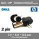 HP Dell коннектор 7,4*5 мм (2 pin) угловой для БП ноутбуков цилиндр со штырьком внутри 6803 фото 1