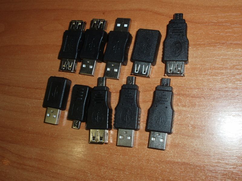 Набір USB OTG перехідників 10 шт серій mini, micro, A, B, (male, female) 3727 фото