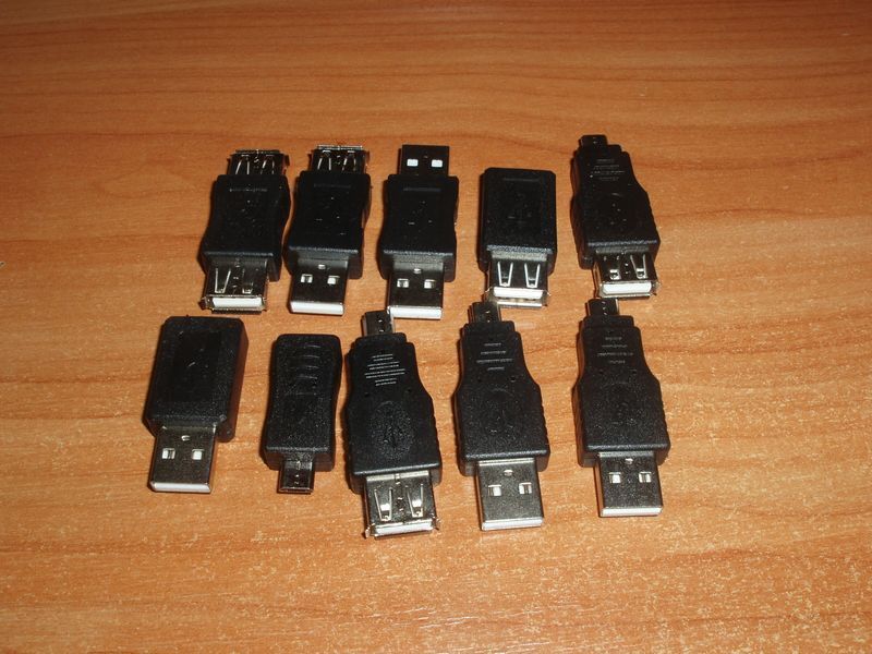 Набір USB OTG перехідників 10 шт серій mini, micro, A, B, (male, female) 3727 фото