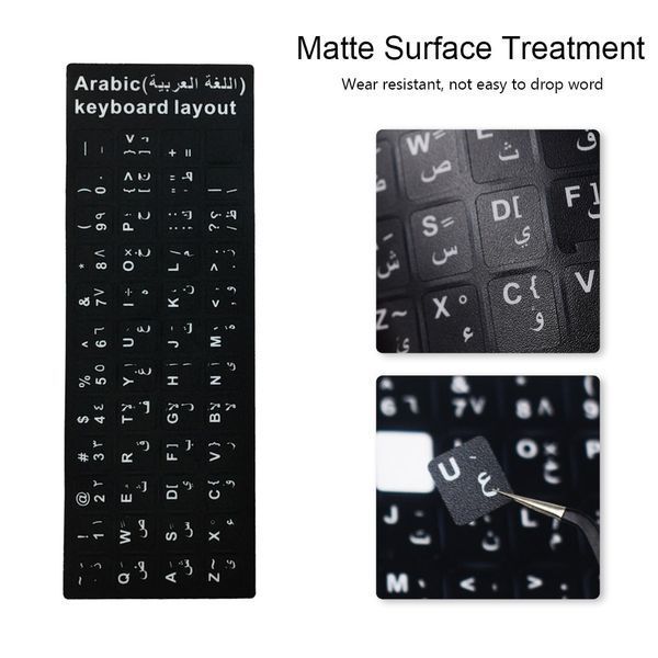 Стикеры-наклейки ENG-Arabic Keyboard (48 шт) английский-арабский для клавиатуры с защитным слоем от стирания 6450 фото