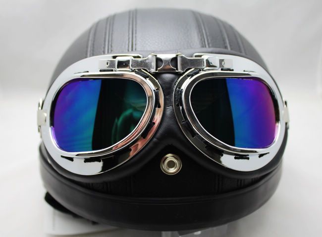 МОТО ОЧКИ ХРОМ RED BARON авиатор Aviator-Style Red Baron Motorcycle Riding Goggles Stainless Steel Frames Helm 423 фото