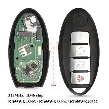 Смарт-карта ключ ID46 (PCF7953) 3+1 кнопки 315 Мгц NISSAN Altima Teana Maxima MURANO Infiniti G25, G35, G37 5646 фото