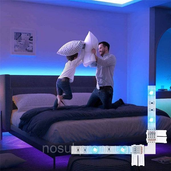Об'єднувач конектор для LED стрічки УГЛОВИЙ RGB 5050-2835-3528 10 мм 4-конт роз'єм 6499 фото