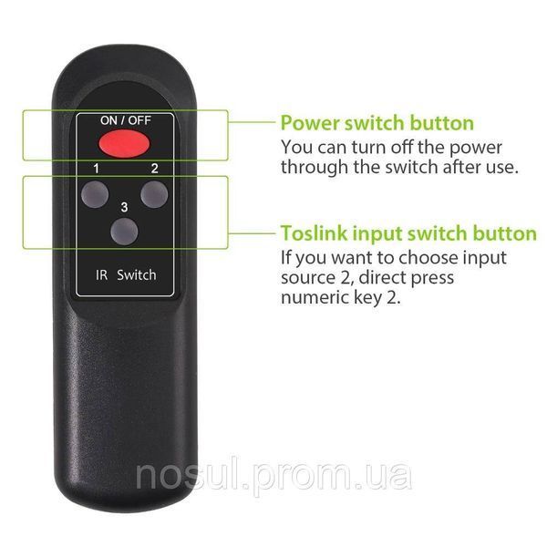 VC633 аудио свитчер 3in 1out оптический Toslink 3-х портовый (SPDIF Toslink) пульт ДУ LPCM2.0 DTS 6414-2 фото