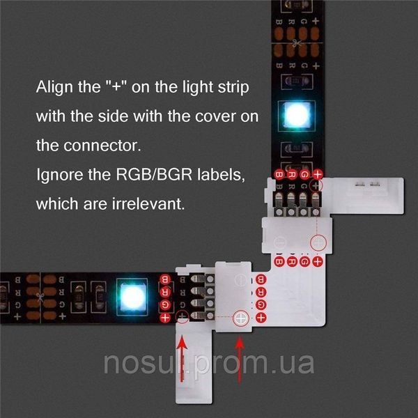 Об'єднувач конектор для LED стрічки УГЛОВИЙ RGB 5050-2835-3528 10 мм 4-конт роз'єм 6499 фото