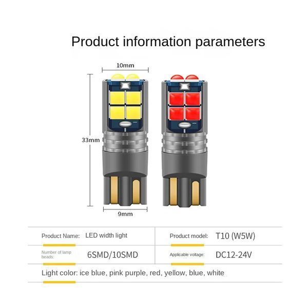 W5W T10 Lamp 168 194 LED Auto габарити 10smd 3030 (білий White 6000К 3W) лампа світлодіодна автомобільна Can Bus VW Nissan 7566 фото