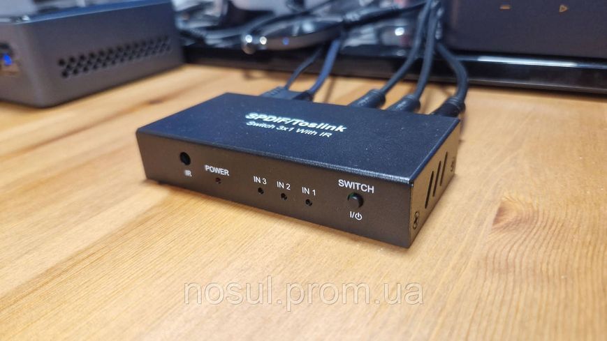 VC633 аудио свитчер 3in 1out оптический Toslink 3-х портовый (SPDIF Toslink) пульт ДУ LPCM2.0 DTS 6414-2 фото
