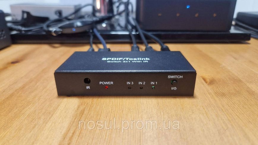 VC633 аудио свитчер 3in 1out оптический Toslink 3-х портовый (SPDIF Toslink) пульт ДУ LPCM2.0 DTS 6414-2 фото