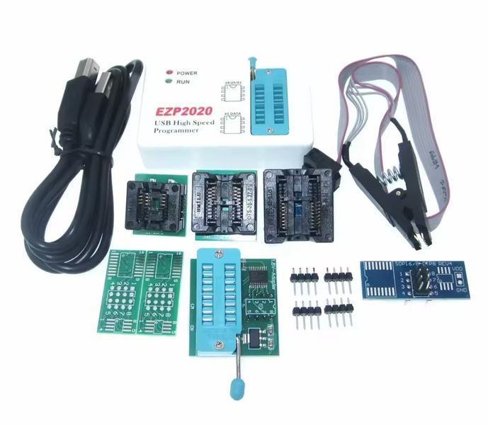 Программатор EZP2020 USB SPI для BIOS с адаптерами, поддержка 24/25/26/93 серий EEPROM и 25 Flash 7910-2 фото