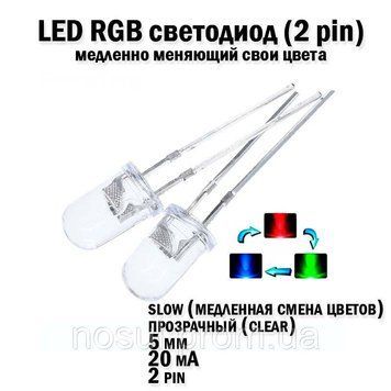 LED светодиод 5мм 20mA переливающийся медленно меняющий свой цвет медленная скорость смены цветов свеча ПРОЗРА 6676 фото