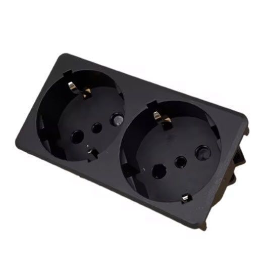 E-016&nbsp;250V 16A EU AC PDU UPS (84*42 мм) подвійна вбудована розетка (здвоєна) колір чорний на клямках 6892-3 фото