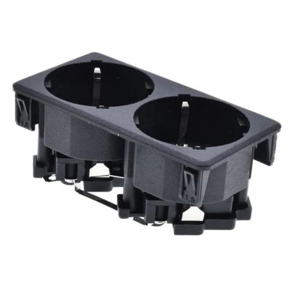 E-016&nbsp;250V 16A EU AC PDU UPS (84*42 мм) подвійна вбудована розетка (здвоєна) колір чорний на клямках 6892-3 фото