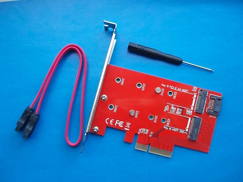 NVME SSD M.2 адаптер PCI-e 4x - 2Port NGFF M.2 (B M Key) SSD переходник BIOS 3406 фото