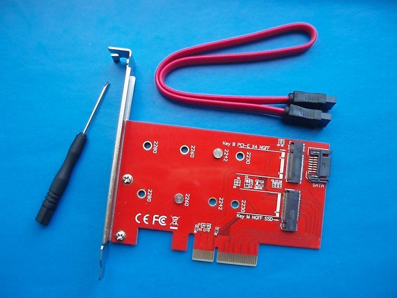 NVME SSD M.2 адаптер PCI-e 4x - 2Port NGFF M.2 (B M Key) SSD переходник BIOS 3406 фото