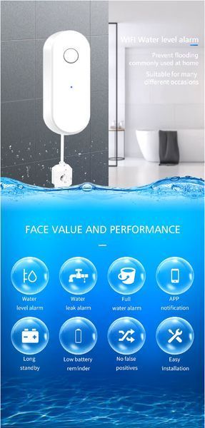 Tuya датчик протечки Wi-FI (белый) Smart Water detector Leak Sensor Alexa Google Home беспроводный "Умный дом" 7976 фото