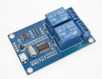 Реле 5В 2-канальный Micro USB модуль управление нагрузкой по USB + RS232 Rx Tx 5V PL2303 3708 фото