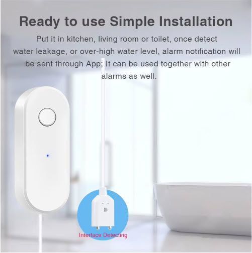 Tuya датчик протечки Wi-FI (белый) Smart Water detector Leak Sensor Alexa Google Home беспроводный "Умный дом" 7976 фото