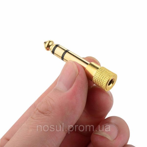 Стереоадаптер штекер 6.3 мм aux (6.35 mm male тато) &mdash; 3.5 мм (female мама) mini jack золоте напилення adapter 4239 фото