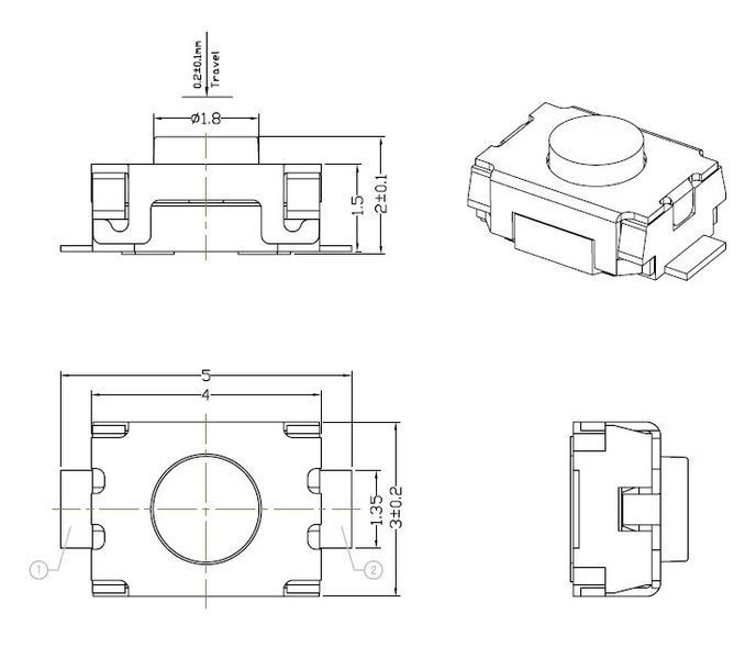 Кнопка тактовая 3*4*2 мм 2pin DIP SMD микропереключатель телефон сигнализация брелок remote control Tactile Sw 4356 фото