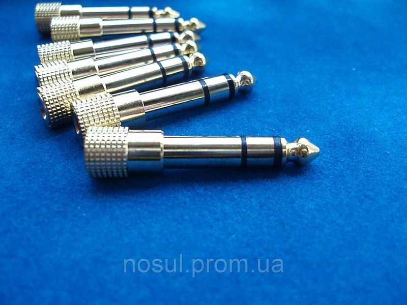 Стереоадаптер штекер 6.3 мм aux (6.35 mm male тато) &mdash; 3.5 мм (female мама) mini jack золоте напилення adapter 4239 фото