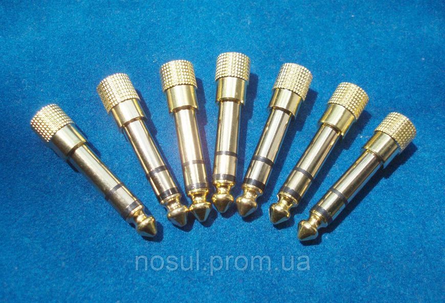 Стереоадаптер штекер 6.3 мм aux (6.35 mm male тато) &mdash; 3.5 мм (female мама) mini jack золоте напилення adapter 4239 фото