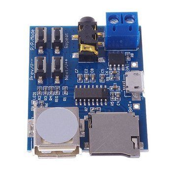 Arduino USB mp3 плеер (слот microSD) TF card U disk усилитель Format decoder board module amplifier decoding a 5017 фото