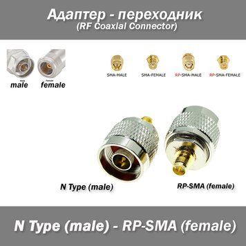 Переходник N Type Male (папа) - RP-SMA Female (мама) RF Coaxial Connector 7086 фото