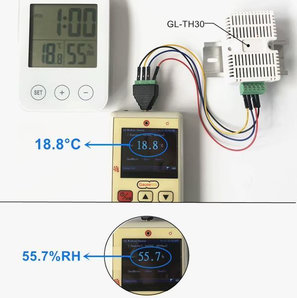 XY-MD02s (EID041-G01s, SHT30) датчик температуры и влажности Modbus RS485 под DIN рейку промышленный сенсор 5570-2 фото