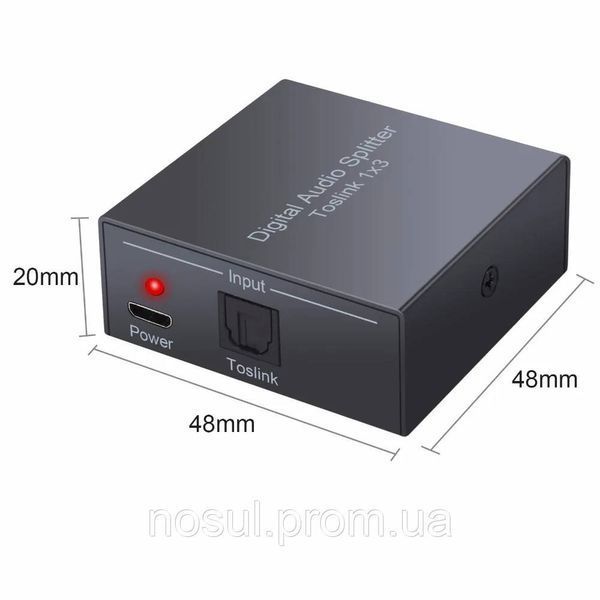 Prozor PST149 сплиттер Toslink 1*3 оптический активный (питание USB) вывод звука на 3 устройства 7544 фото
