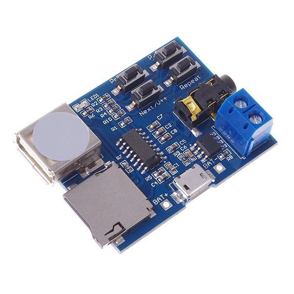 Arduino USB mp3 плеер (слот microSD) TF card U disk усилитель Format decoder board module amplifier decoding a 5017 фото