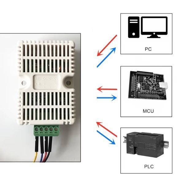 XY-MD02s (EID041-G01s, SHT30) датчик температуры и влажности Modbus RS485 под DIN рейку промышленный сенсор 5570-2 фото